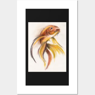 Goldie -  Chalk pastel drawing of a goldfish Posters and Art